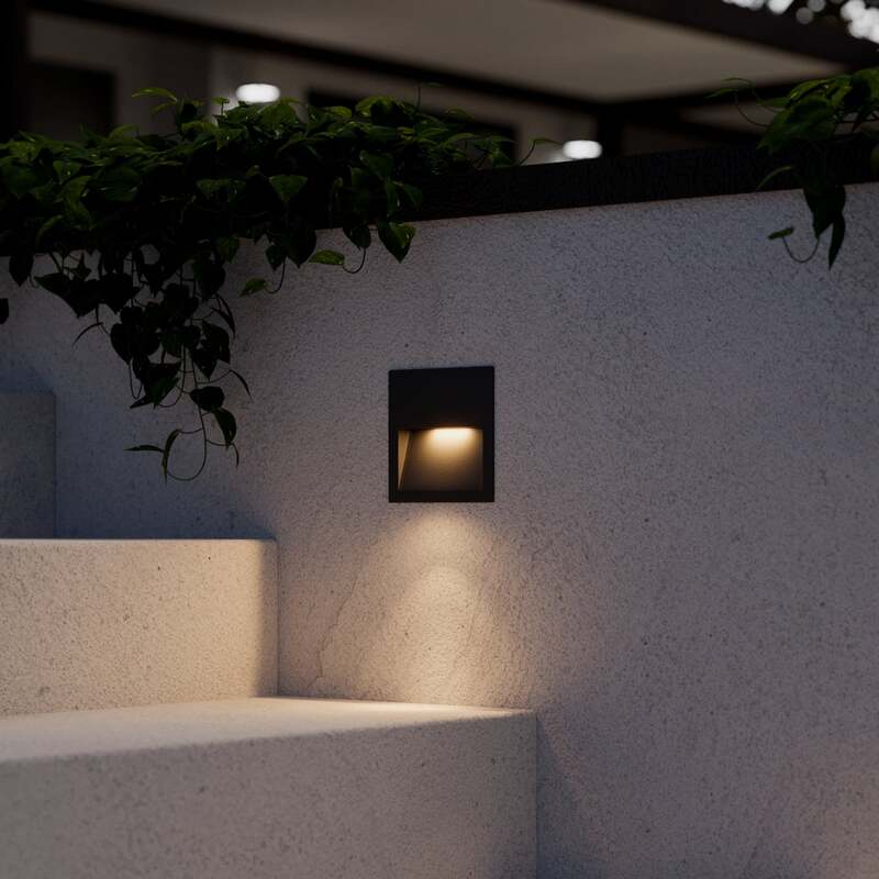 Lucande Wandleuchte Wandlampe LED Einbauleuchte dunkelgrau Aluminium Glas IP54 - 4251096526073