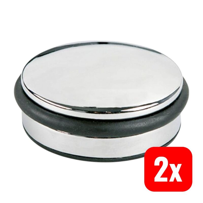 Alco Türstopper Metall Gummi chrom 2850 rutschfest 1000g flach 10x4cm 1 Stück - 4007735028503