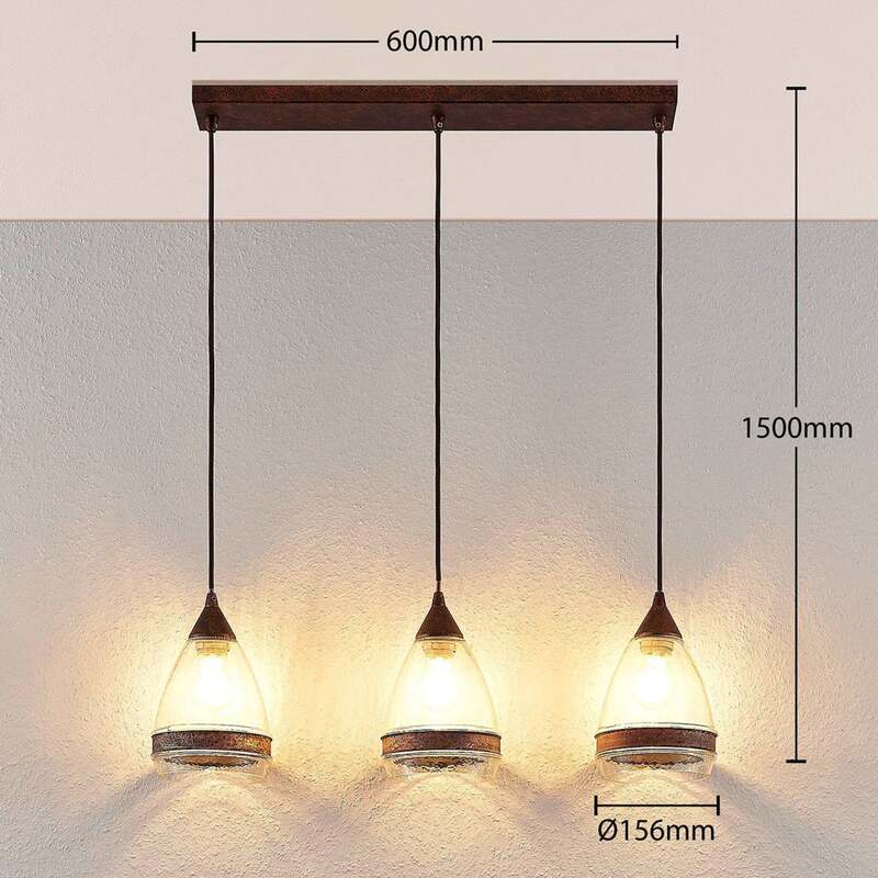 Lindby Pendelleuchte Hängeleuchte Millina LED Lampe dimmbar rostbraun 70cm 3-flg - 4251096551570