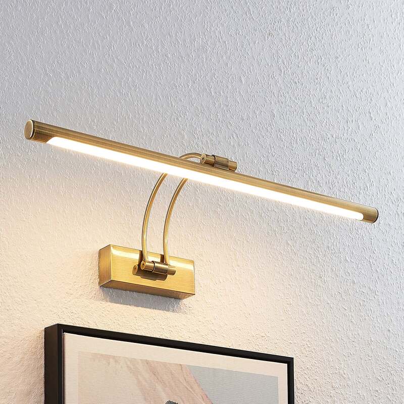 Lucande LED Wandleuchte Bilderleuchte Dimitrij gebogen altmessing 54,1 cm Lampe - 4251096574388