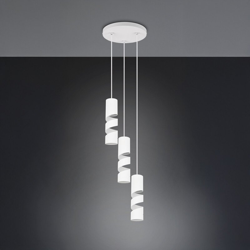 TRIO Stream Hängeleuchte Pendelleuchte Lampe weiß Metall GU10 3 flammig Ø 28 cm - 4017807623888