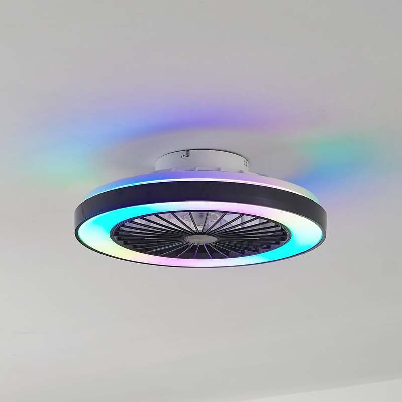 Lindby Deckenventilator Teleo LED Ventilator schwarz dimmbar Tuya Ø48cm IP20 - 4251911780215