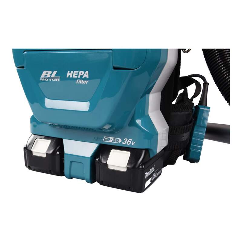 Makita Akku-Rucksackstaubsauger DVC261ZX15 2x18V Sauger HEPA Filter blau - 0088381870016
