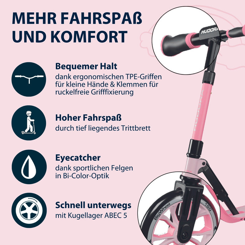 HUDORA 180 AdvancedJunior rosé Roller City-Roller Kinderroller Klapproller - 4005998142240