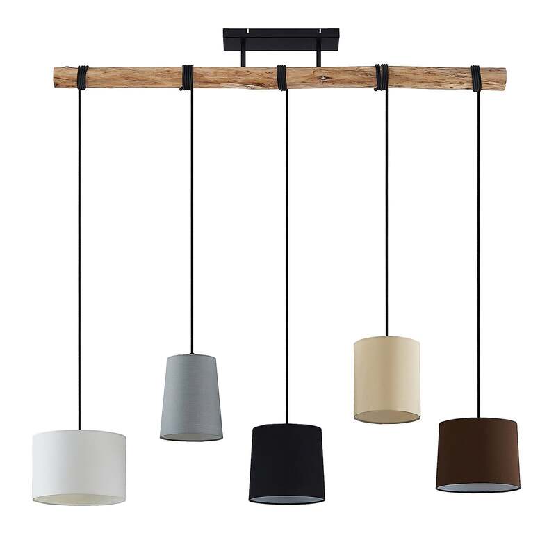 Lindby Hängeleuchte Amilia LED Pendelleuchte Lampe 5-flg grau beige E27 60W - 4251911719413