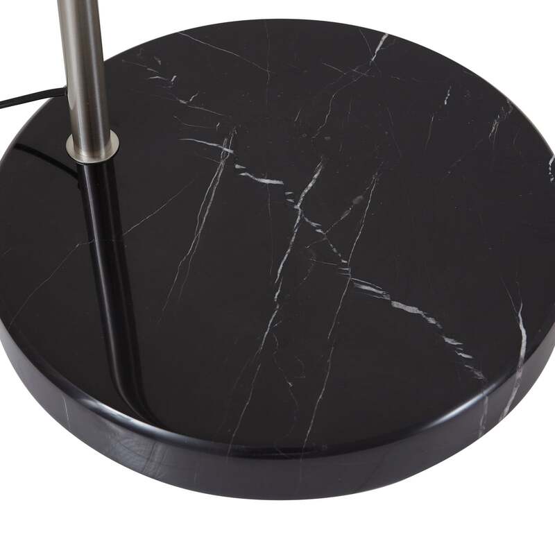 Lindby Bogenleuchte Hernando nickel schwarz 188 cm Metall Marmor E27 - 4255830904332