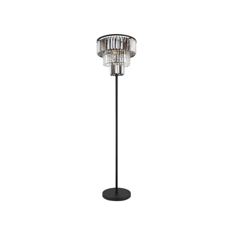 Stehleuchte Naxis schwarz/rauchgrau 160 cm Kristall Globo E27 3x40W - 9007371446391