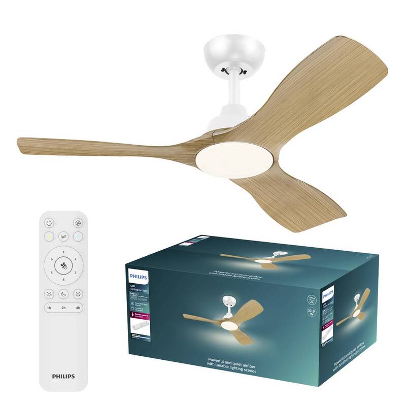 Philips LED Deckenventilator Olas 30W dimmbar mit Fernbedienung braun 190m³/min - 8721103095985