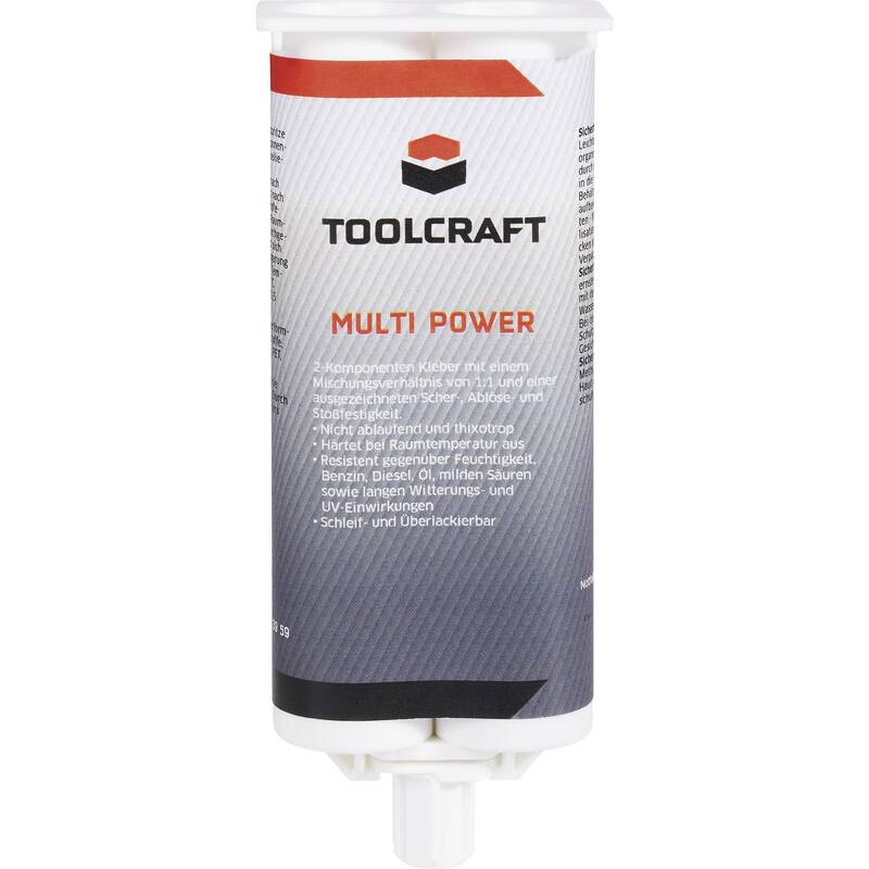 TOOLCRAFT Zwei Komponenten Kleber Methylacrylat Klebstoff Doppelspritze 50ml - 4016139049335