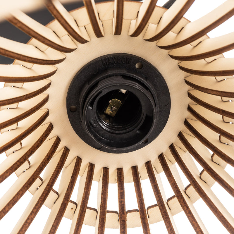Euluna Hängeleuchte Barrel LED Pendelleuchte dimmbar rustikal Holz schwarz 50cm - 5907623620620