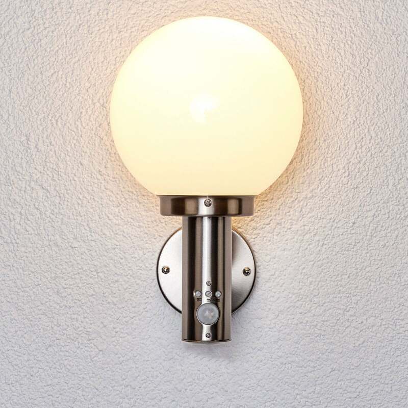 Lindby Außenwandleuchte Nada Edelstahl Gartenlampe Bewegungsmelder IP44 E27 LED - 4251096510867