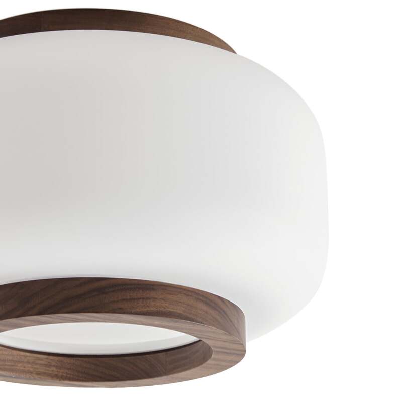 Quitani Deckenleuchte Shiro LED Lampe dimmbar Holz Glas CCT Ø28cm weiß walnuss - 4255830910852