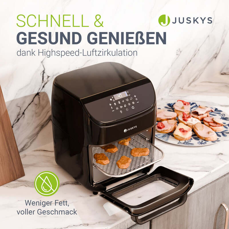 Heißluftfritteuse 12L Airfryer Fritteuse mit 10 Programmen schwarz Zubehör 1700W - 4262437185965