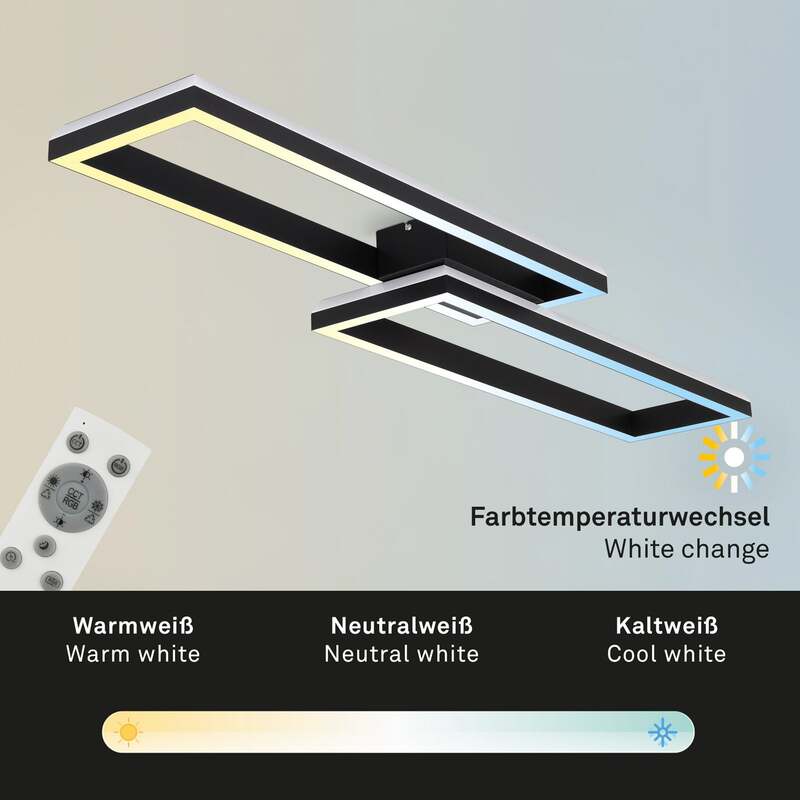 Briloner Deckenlampe LED Frame 2-flg RGBW dimmbar Lampe schwarz 119,5x27,5cm - 4002707429319
