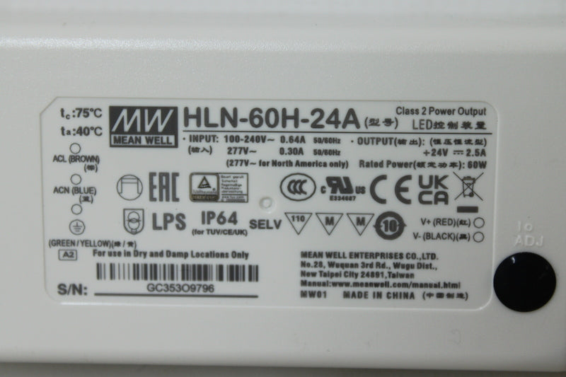 MEAN WELL LED-Treiber Netzteil HLN-60H-24A Konstantspannung dimmbar 60W 24V - 4711287461007