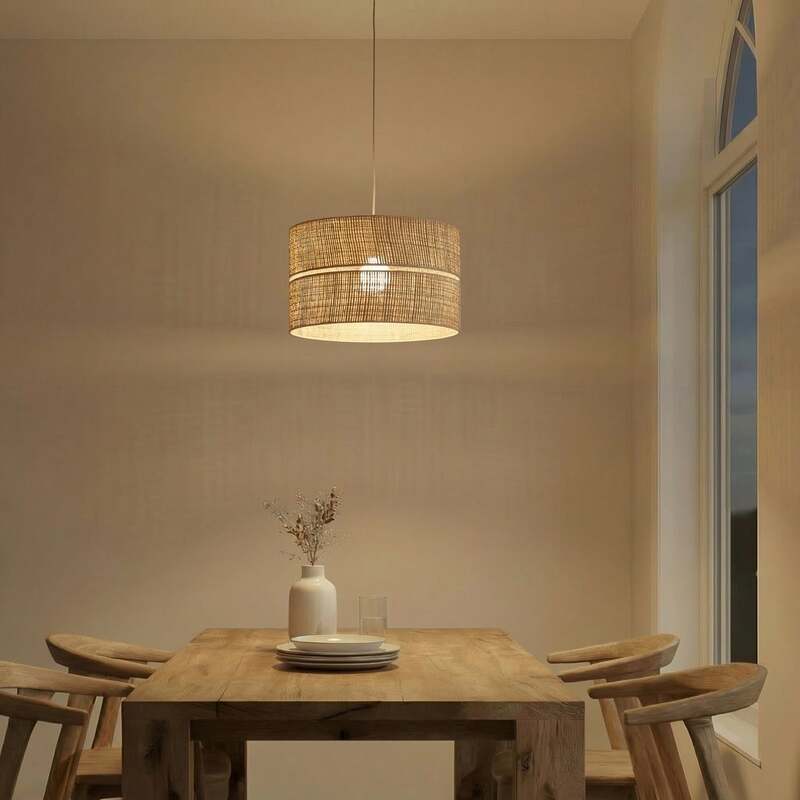 TK Lighting Hängeleuchte Calma 1-flammig LED Pendelleuchte dimmbar Bast Leuchte - 5906135116027
