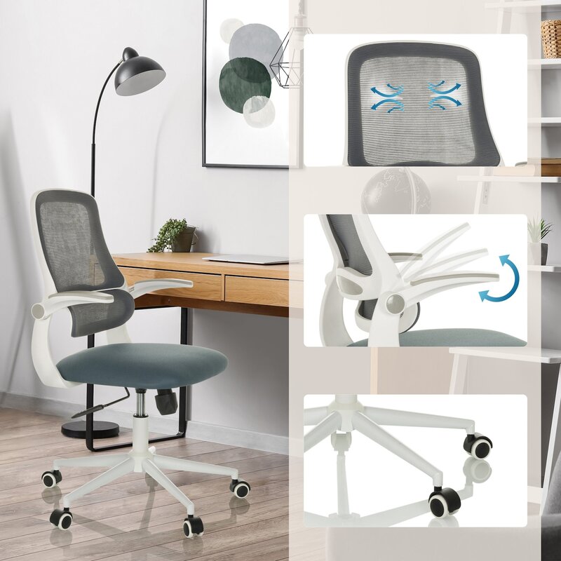 hjh OFFICE Bürostuhl Drehstuhl MIKO W ECO Netz Stoff grau Stuhl Büromöbel Möbel - 4064323037897