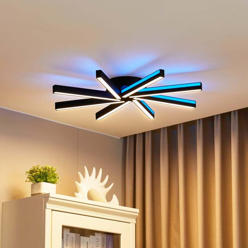 Lucande Smart LED-Deckenleuchte Tjado Ø70 cm schwarz RGBW dimmbar 1600 Lumen - 4251911766271