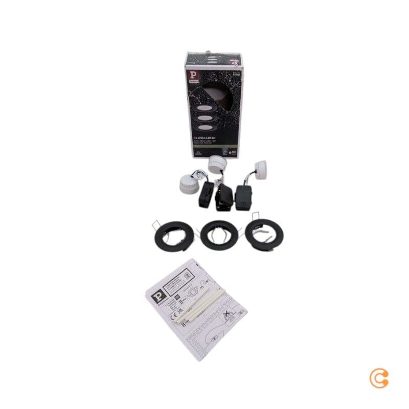 Paulmann Einbaustrahler Nova Coin 3xSet LED Spot schwarz matt Aluminium Ø7,8cm - 4000870944738