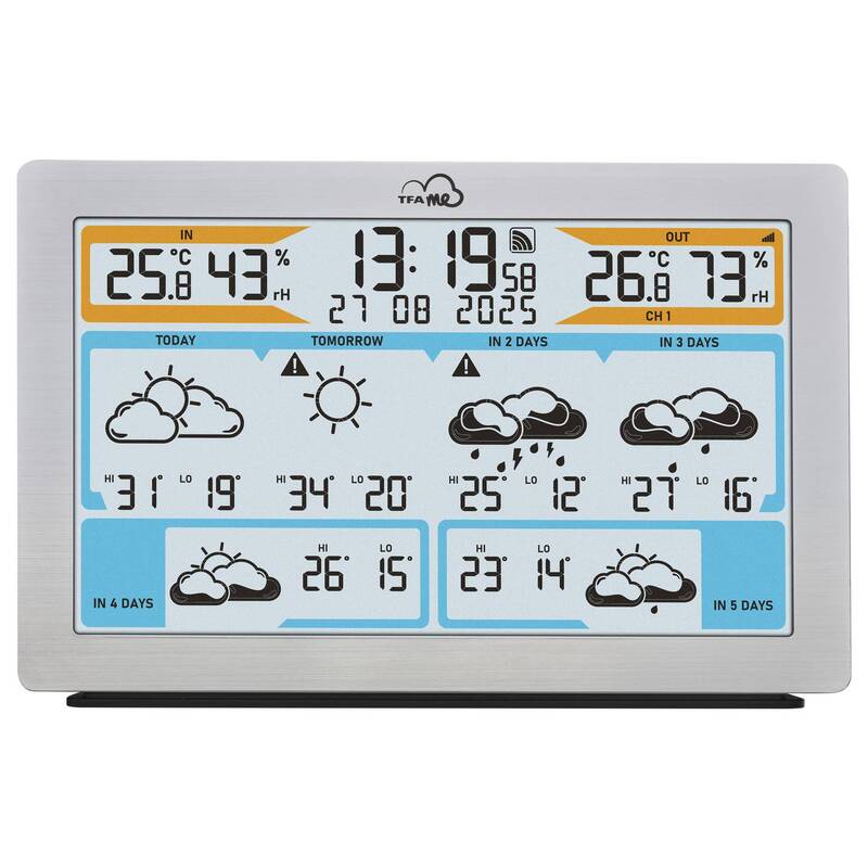 TFA WLAN Wetterstation ID-02 35.8 Silber digital 6 Tage Vorhersage 5 Sensoren - 4009816042088
