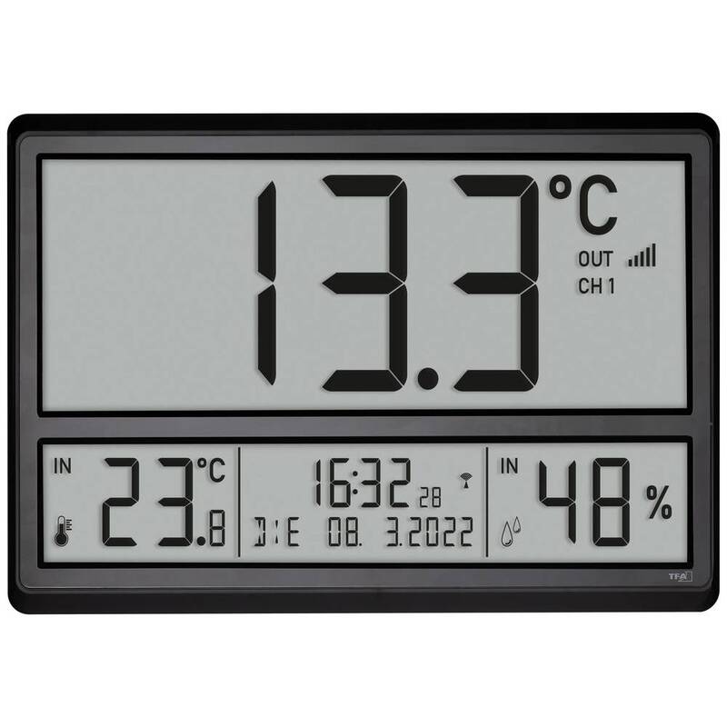 TFA XL-Funkuhr 60.4523.01 mit Außentemperatur und Alarm schwarz 360x235mm - 4009816038234