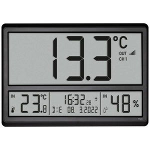 B-Ware TFA XL-Funkuhr 60.4523.01 mit Außentemperatur und Alarm schwarz 360x235mm