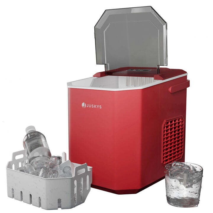 Eiswürfelmaschine IceOracle Selbstreinigung 12kg Eis pro Tag 2 Größen Rot - 4262437182186