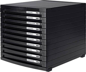 B-Ware Han Schubladenbox CONTUR 1510-13 Schwarz DIN A4, DIN B4, DIN C4 Schubfächer 10