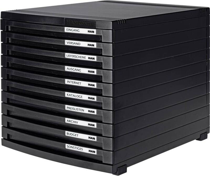 Han Schubladenbox CONTUR 1510-13 Schwarz DIN A4, DIN B4, DIN C4 Schubfächer 10 - 4012473151031