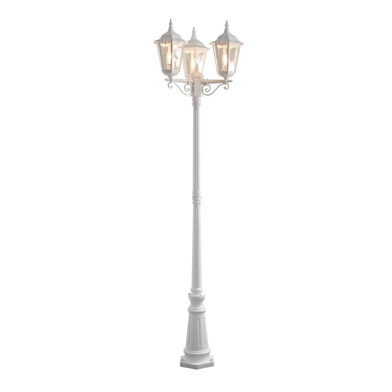 Konstsmide Mastleuchte Firenze 3-flammig E27 weiß 220 cm Aluminium Glas - 7318307217254