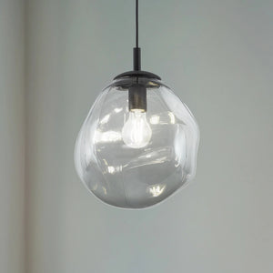 B-Ware Hängelampe Pendelleuchte Rauchglas Glas graphit transparent schwarz E27 Stahl
