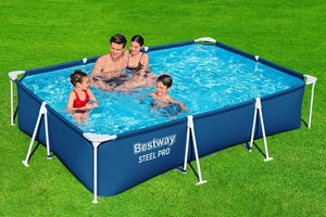 B-Ware Bestway Stahlrahmen Pool eckig 300x201x66cm blau 3300l Gartenpool Schwimmen