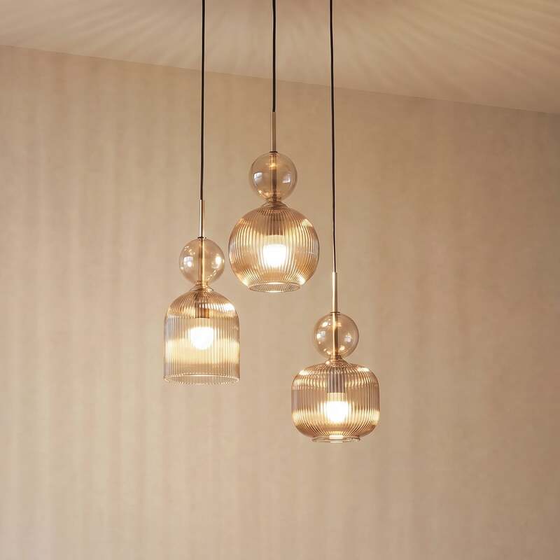 TK Lighting Hängelampe Sophia 3-flammig LED Pendelleuchte dimmbar cognac Ø41cm - 5906135110414