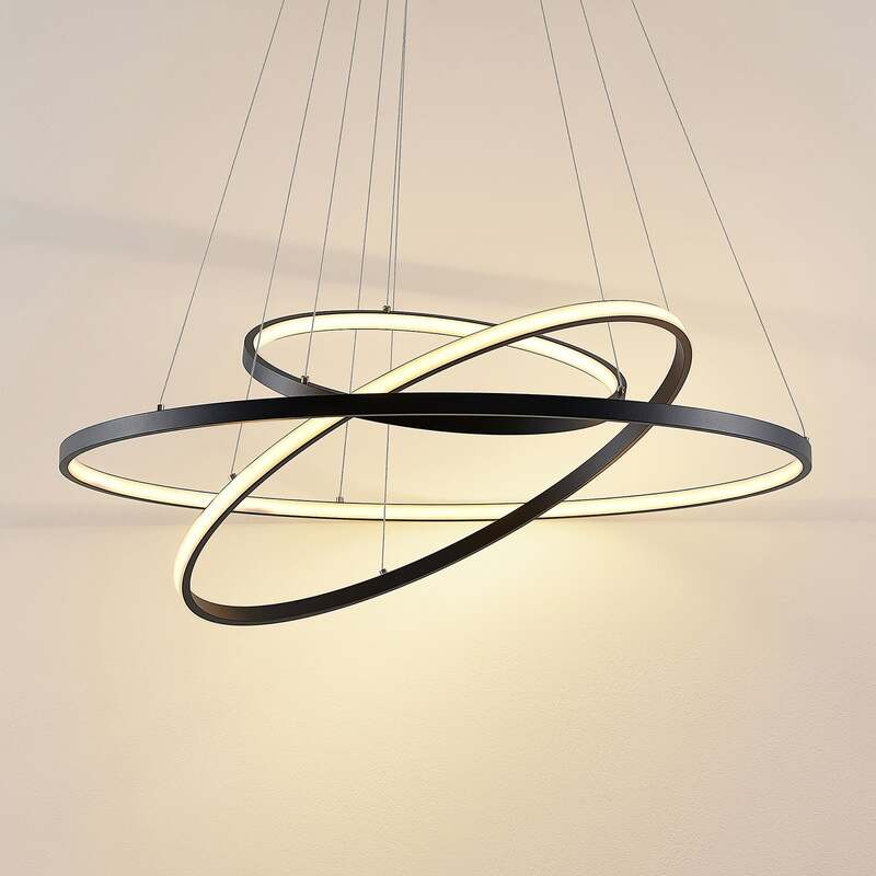 Lucande Pendelleuchte Hängeleuchte Ezana LED dimmbar schwarz Ø80cm 54W 2300lm - 4251911705157
