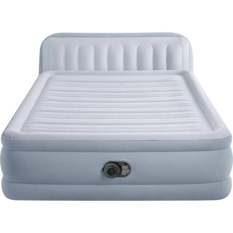 Intex Luftbett Gästebett Airbed Faserstruktur Queen Kopfteil Blau mit Pumpe - 6941057428949