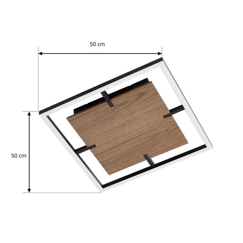 Lucande Deckenleuchte Vectra LED Lampe dimmbar Holz schwarz 50x50cm 3000K - 4255830910982