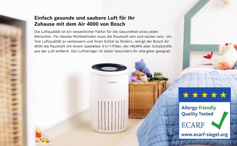 Bosch Home Comfort 7733701943 Air 4000 Luftreiniger 62 m² Weiß Schwarz Lüfter - 4062321594749