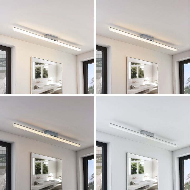 Lindby LED-Deckenleuchte Levke 116 cm dimmbar IP44 warmweiß verchromt - 4251096537611