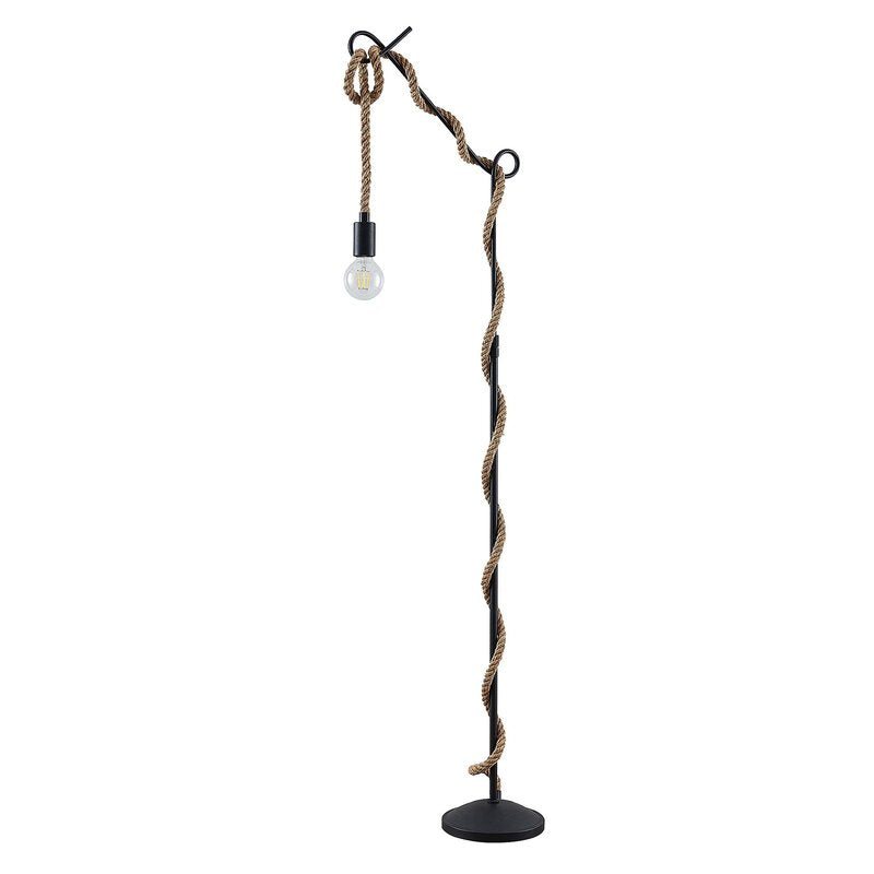 Lucande Stehleuchte Ropina LED Lampe Stehlampe schwarz Hanfseil 180cm Höhe - 4251096598841