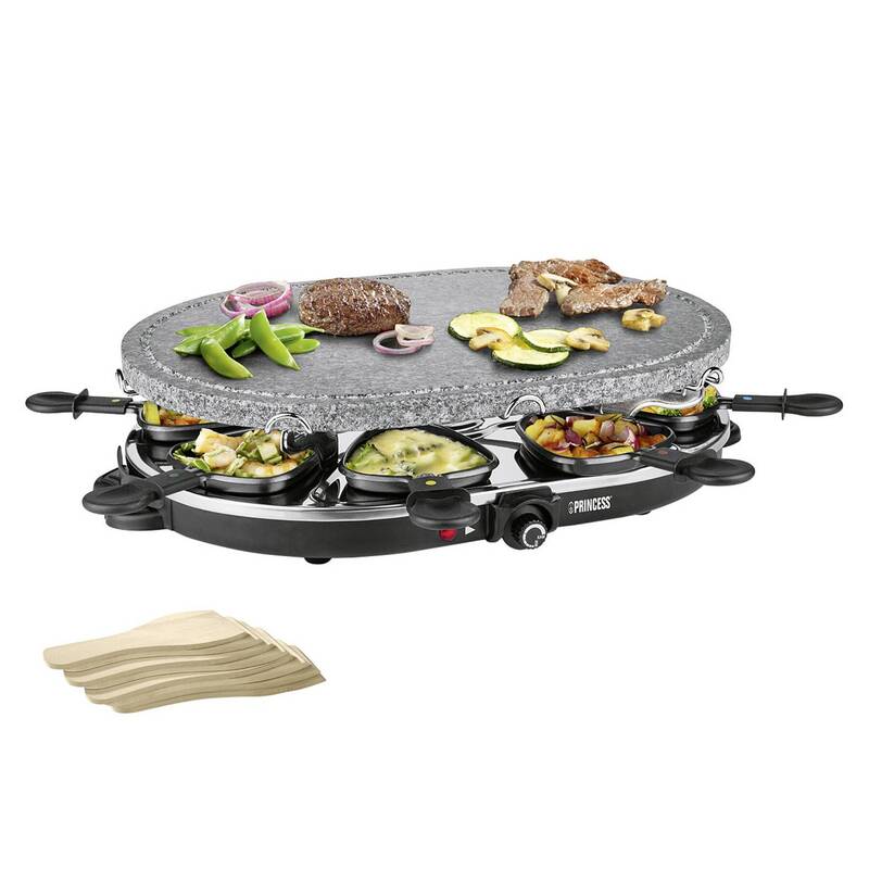 Princess Raclette Grill oval 1200W für 8 Personen mit Thermostat schwarz - 8712836319950