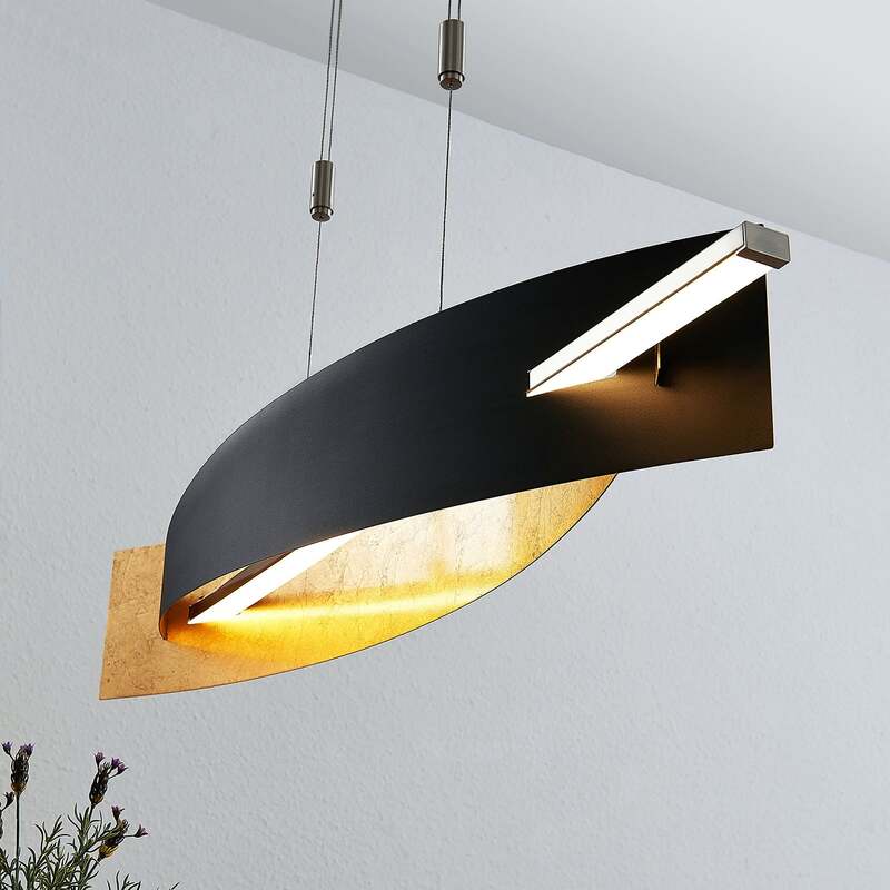 Lucande Hängeleuchte Pendelleuchte Marija LED dimmbar schwarz-gold 101cm 3kg - 4251096553703