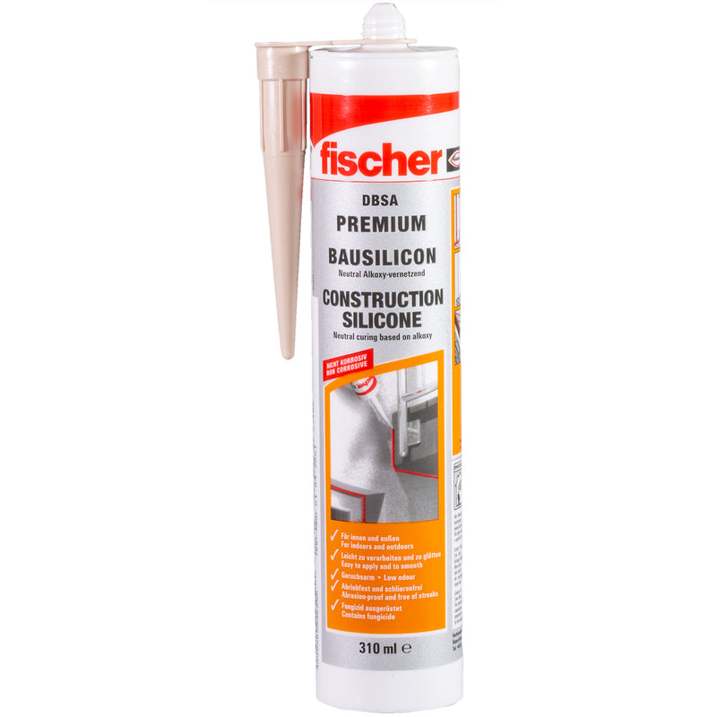 fischer Dichtstoff Silikon Bausilicon Construction Pro SI beige 310 ml 12 STÜCK - 4006209530955