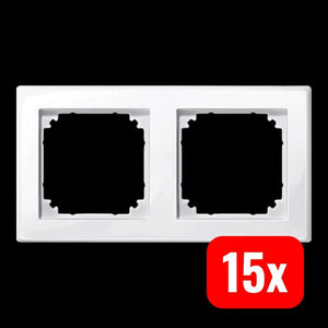 15x B-Ware Merten Abdeckrahmen 2fach M-Smart Kunststoff polarweiß glänzend IP20 478219 1