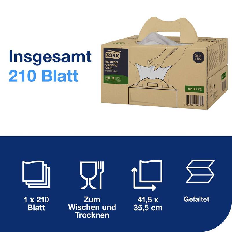 Tork Reinigungstücher 1 lagig 210 Tücher Vlies grau Oberflächenreinigung Box - 7322541184012