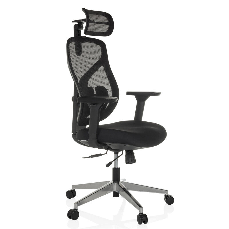 hjh OFFICE Bürostuhl CASSILIS B schwarz Netzstoff Kopfstütze Lordosenstütze - 4064323039020