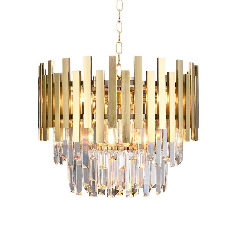 Aspen Hängelampe Pendelleuchte gold Metall Glas Glaskristalle transparent 30 cm - 5902693759997