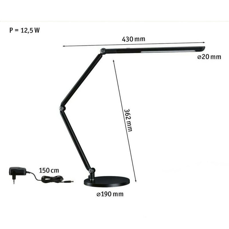 Paulmann Schreibtischlampe Tischleuchte LED FlexBar schwarz Dimmer höhenverstell - 4000870789124