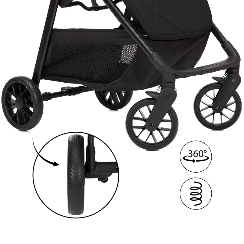 Little one Buggy MILO Schwarz Kinderwagen Sportwagen 4-Räder 5-Punkt-Gurt 8,2kg - 9120140820946