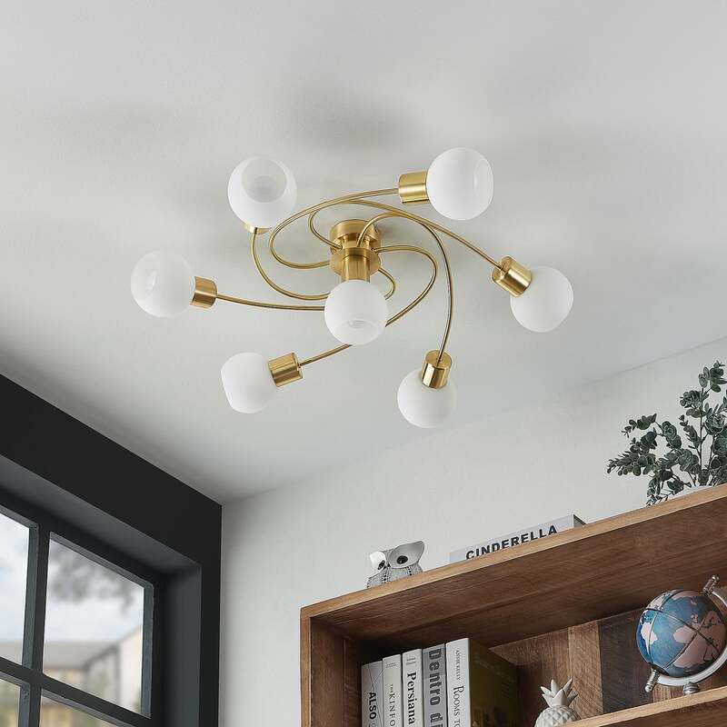 Lindby Deckenlampe Ciala 7-flg LED Deckenlampe messingfarben E14 opalweiß Lampe - 4251911710687