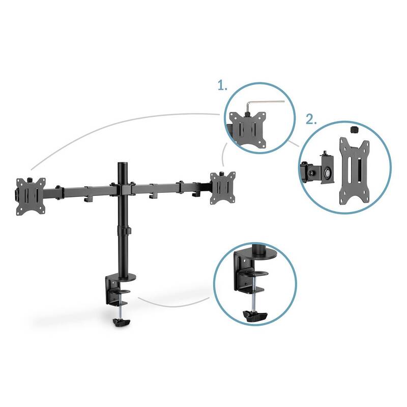 Digitus Monitorhalter Tischhalterung Halterung 2fach 32 Zoll Schwarz drehbar - 4016032465348